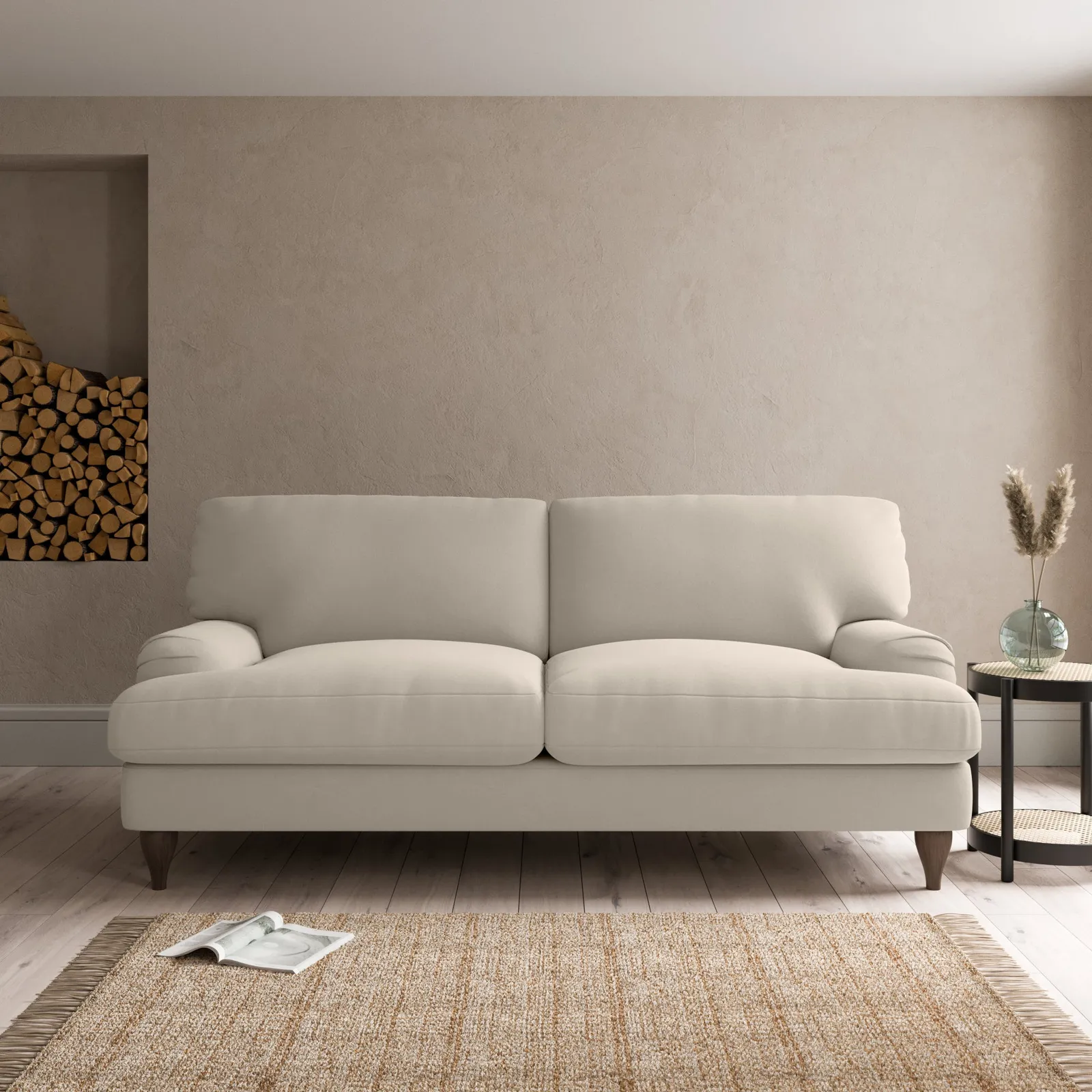 Darwin Luxury Velvet 3 Seater Sofa Luxury Velvet Natural