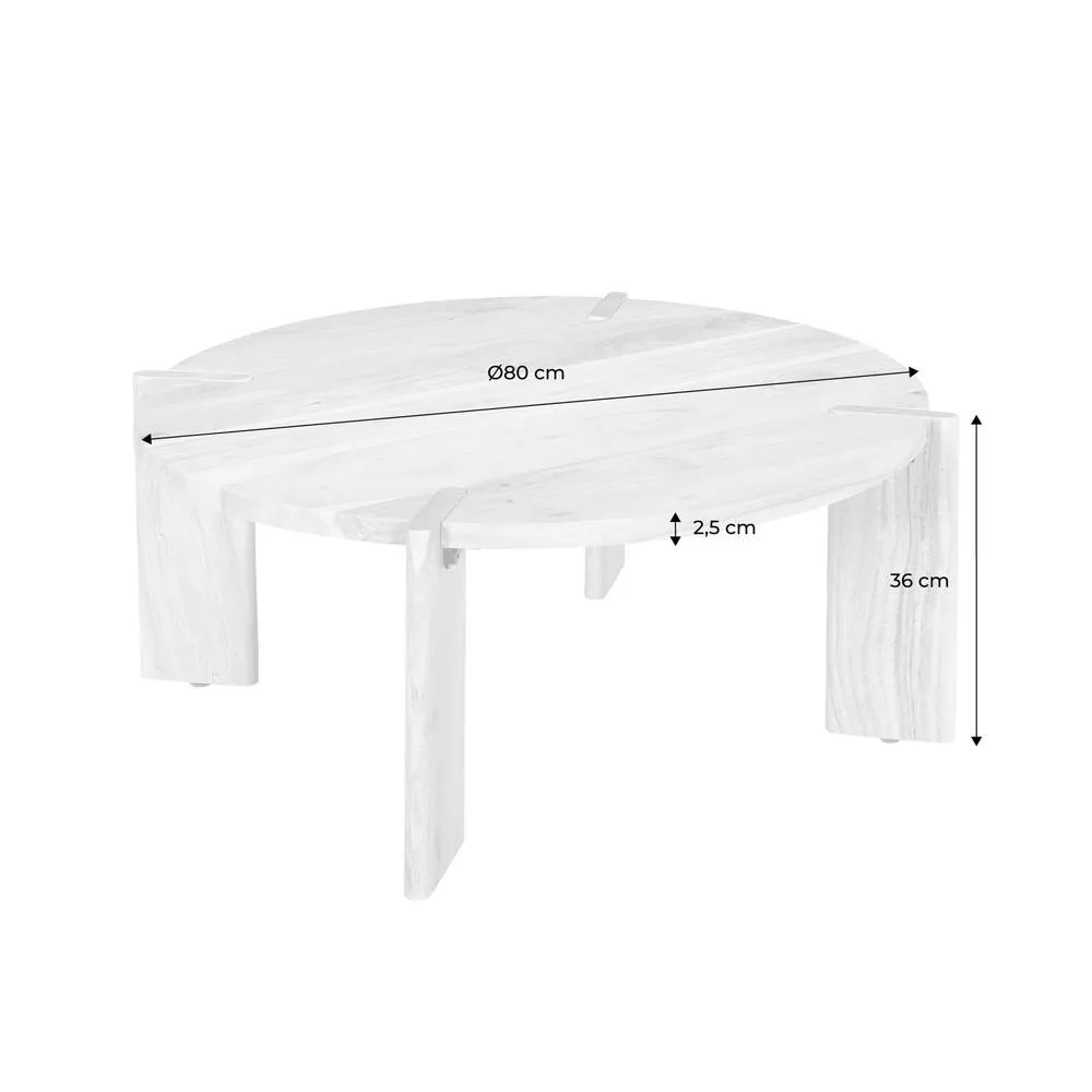 sweeek Exotic Round Solid Wood Coffee Table in Beige 5
