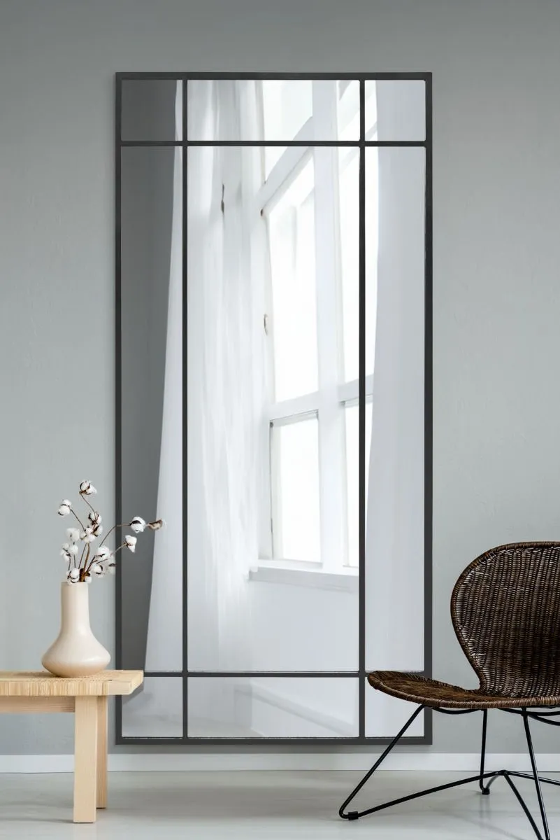 MirrorOutlet Black Contemporary Wall & Leaner Mirror 71" X 33" (180 x 85CM)