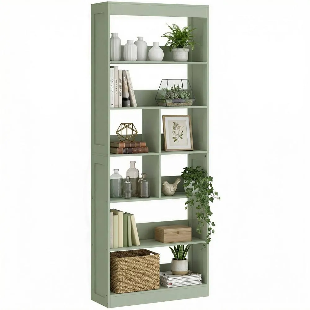 HOMCOM Bookcase, 6-Tier Bookshelf with Anti-Tipping Design, Green 2