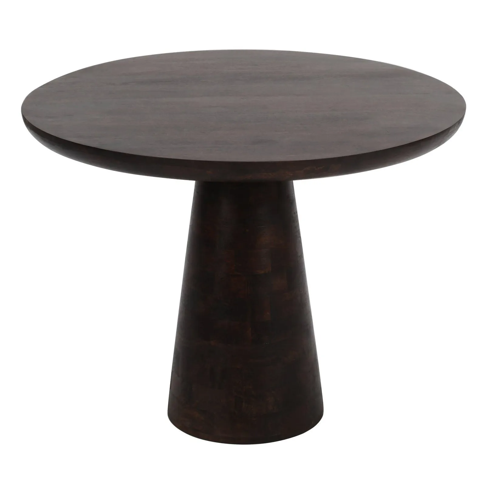 IH Design Natural Solid Dark Mango Wood Round Dining Table in Dark Brown 3