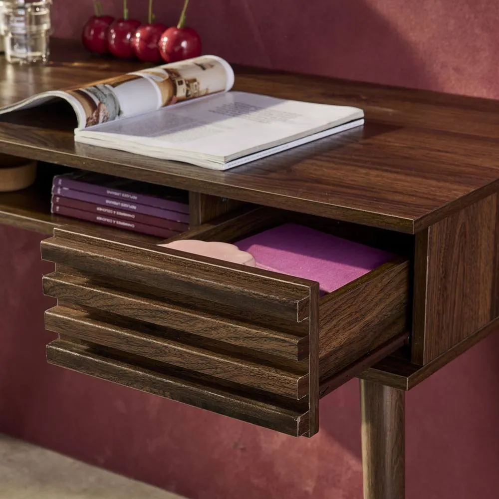 sweeek 2-drawers Wooden Effect Desk in Dark Brown 6