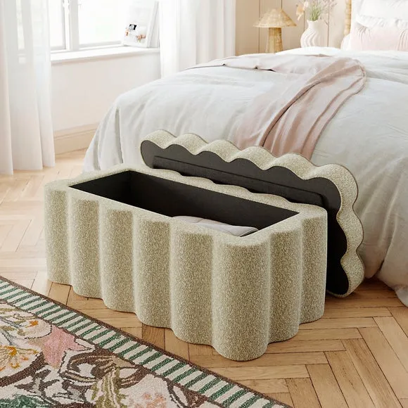 Wavie Tonal Boucle Storage Ottoman 2