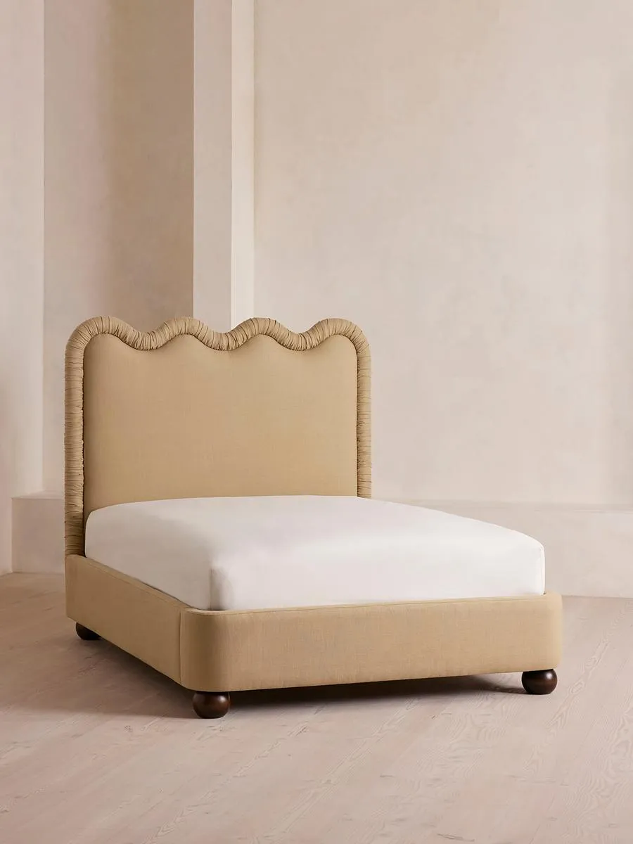 Tristan Bed, Emperor, Linen, Wheat