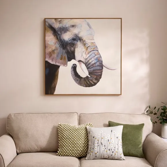 Pastel Elephant Framed Canvas