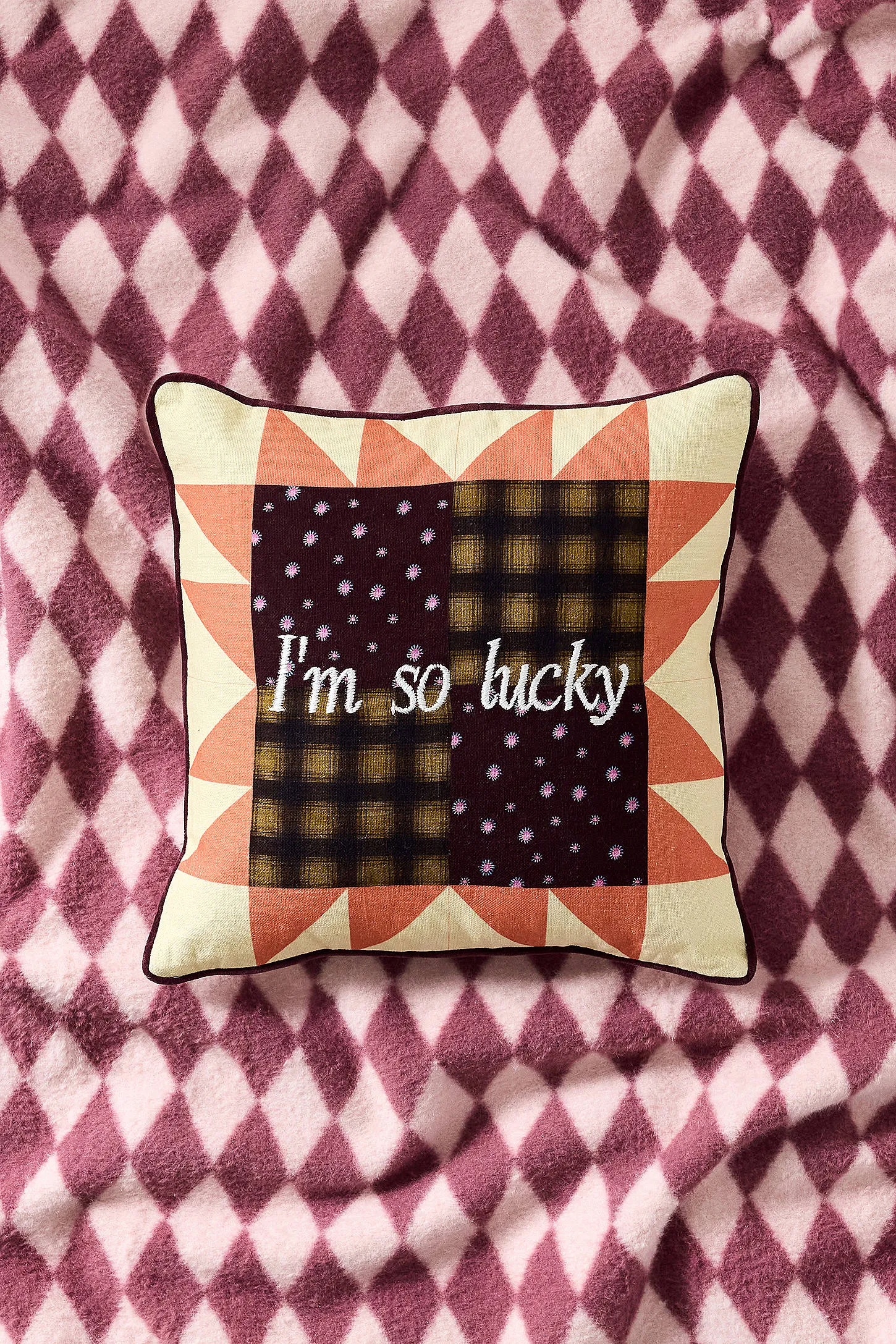 I'm So Lucky Patch Cushion - White ALL