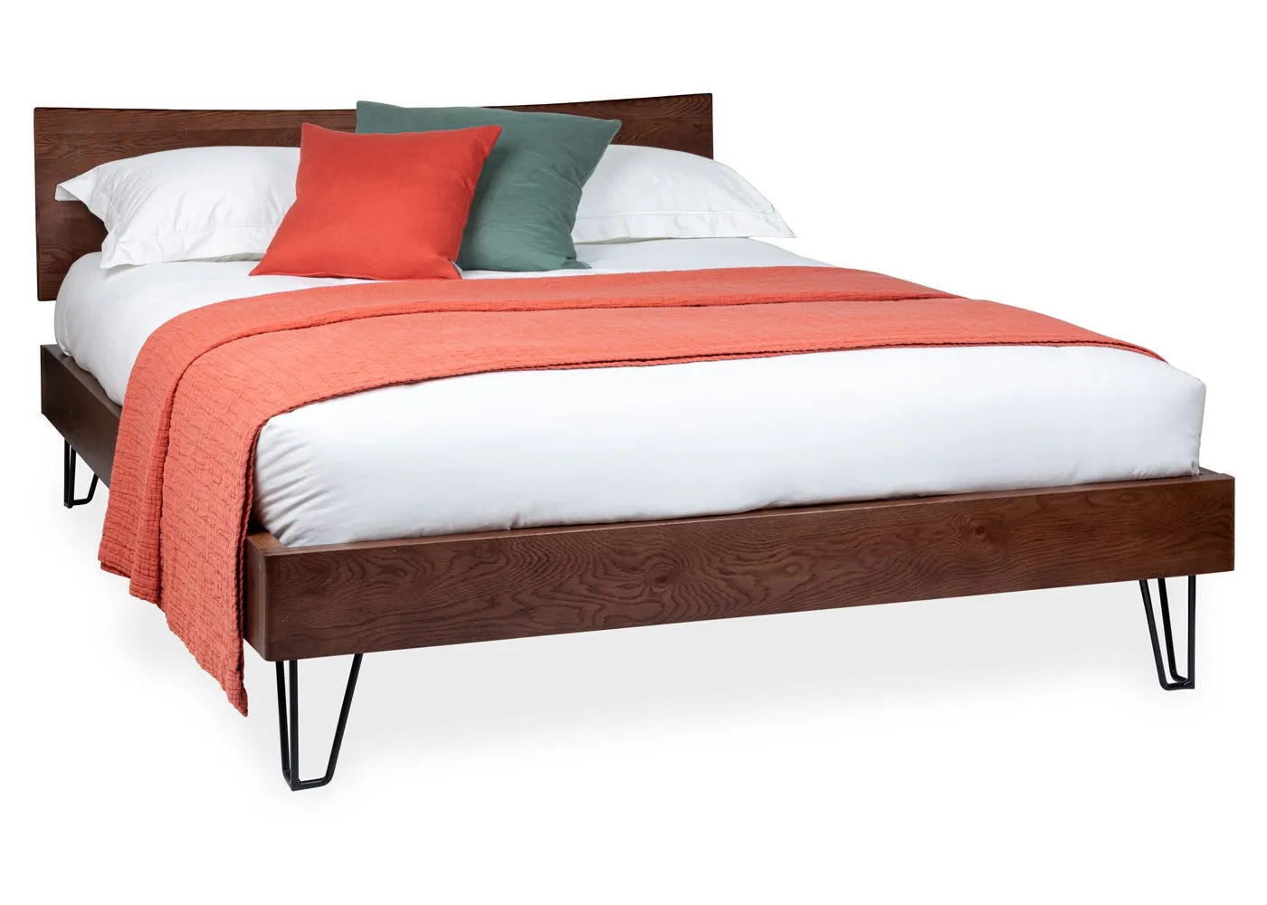 Heal's Brunel Double Bed Wooden Headboard Dark Wood