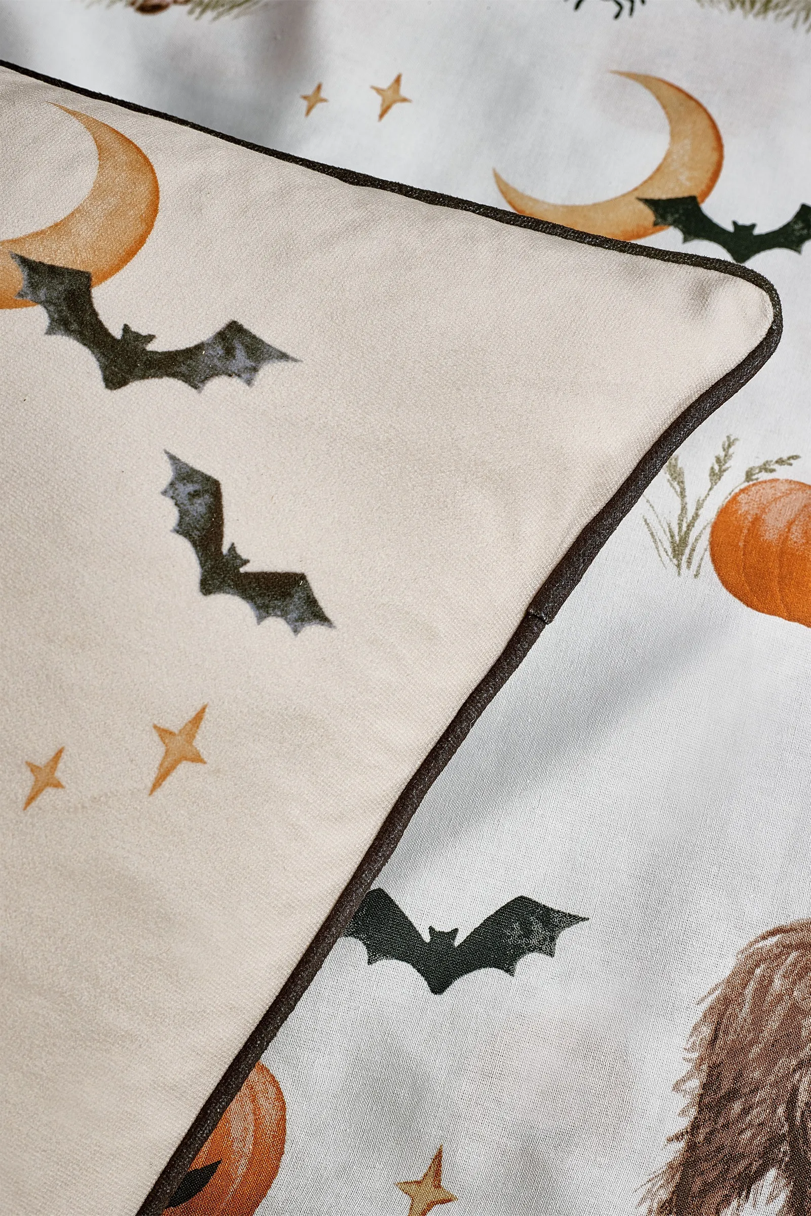 Catherine Lansfield 'Halloween Highland Cow' Soft Touch Cushion in Natural 2