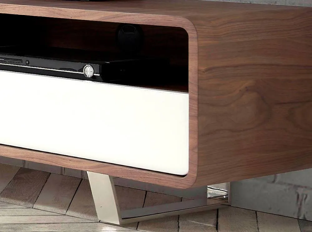 Angel Cerda Walnut TV Stand with White MDF Drawers & Chrome in Brown 5