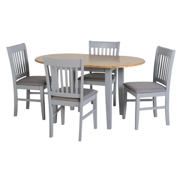 Oxford 4-6 Seater Oval Extendable Dining Table with 4 Chairs, Grey 4
