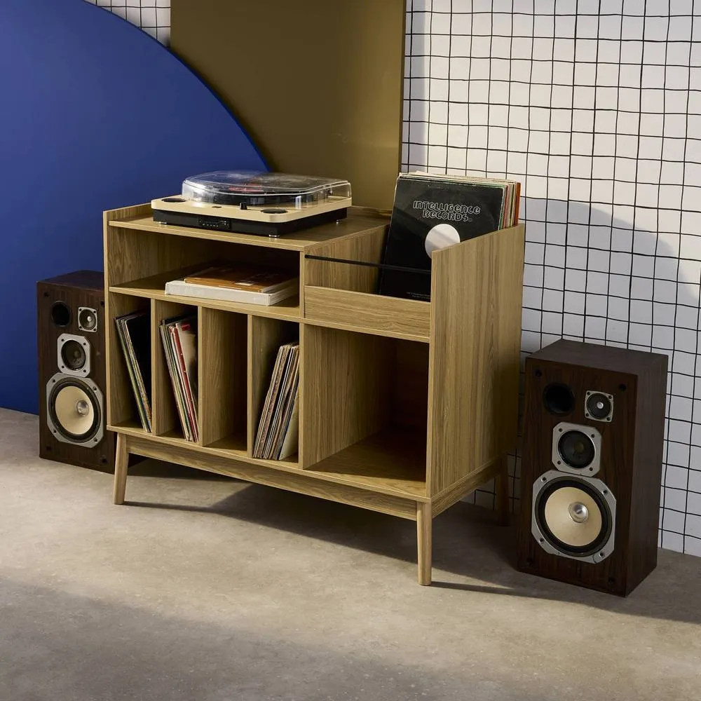 sweeek 130cm vintage vinyl furniture XL with wood effect in Beige 5