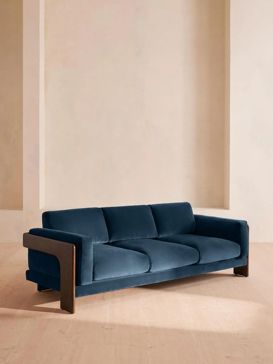 Marcia Three Seater Sofa, Velvet, Royal Blue
