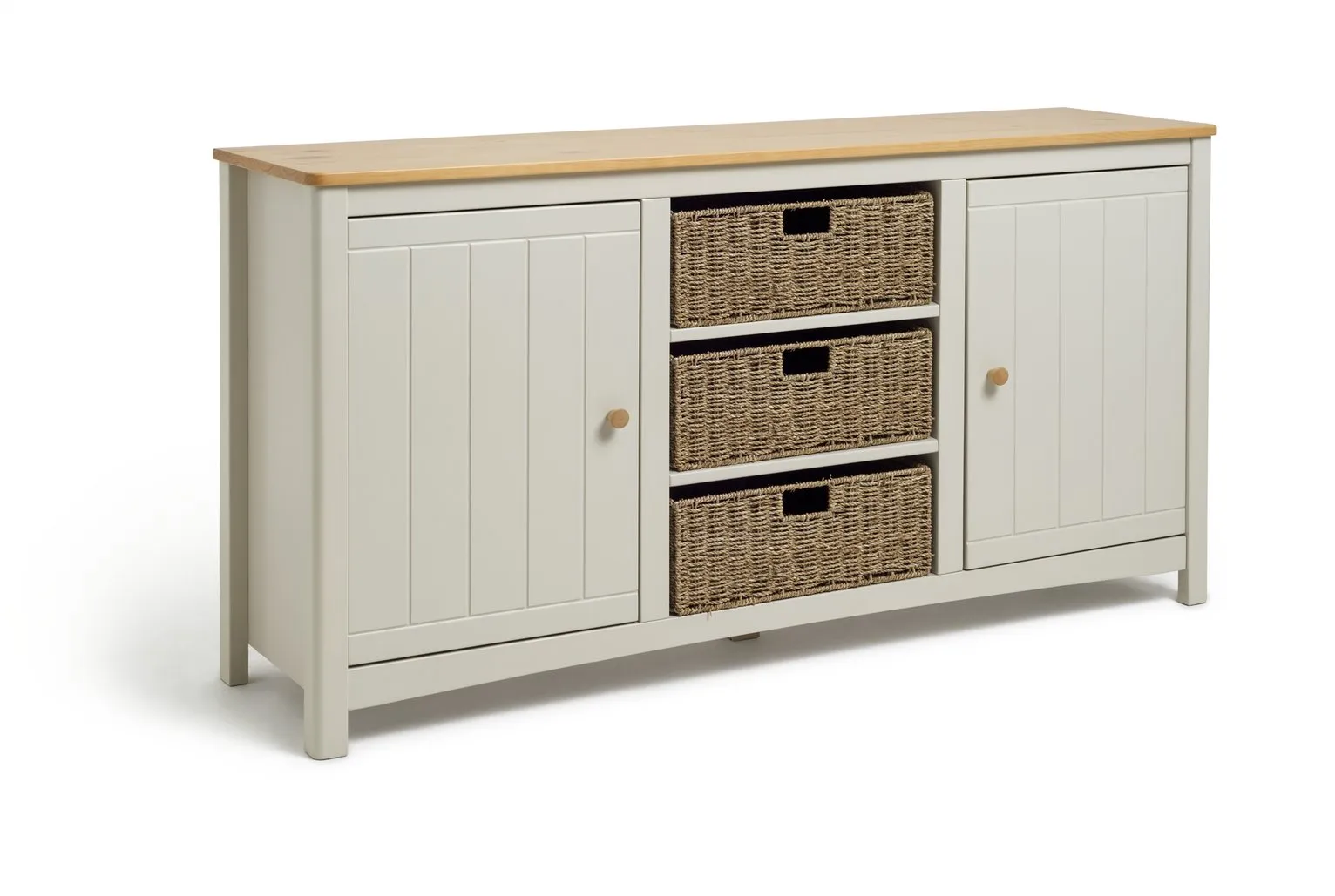 Habitat Bournemouth 2 Door Wicker Sideboard - Light Grey