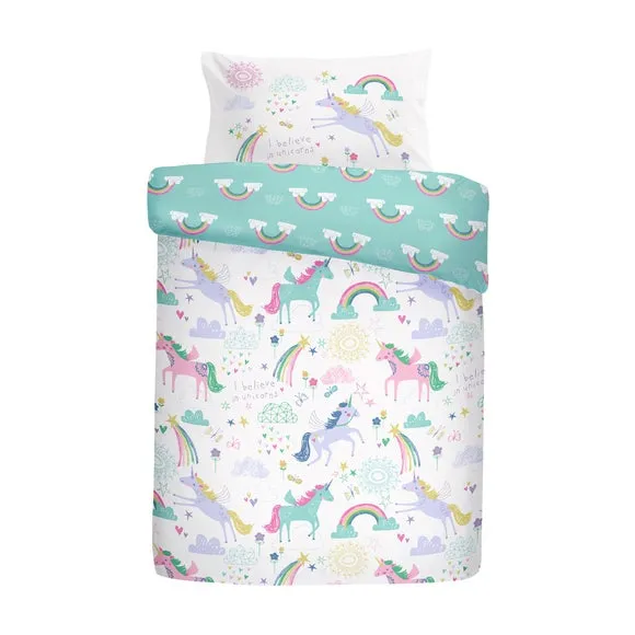 Rainbow Unicorn Multicoloured Duvet Cover & Pillowcase Set 5