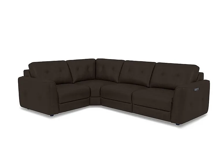 Drift Small Leather Power Glider Left Hand Facing Corner Sofa - Dark Chocolate - Sofas and Armchairs - In Time for Christmas