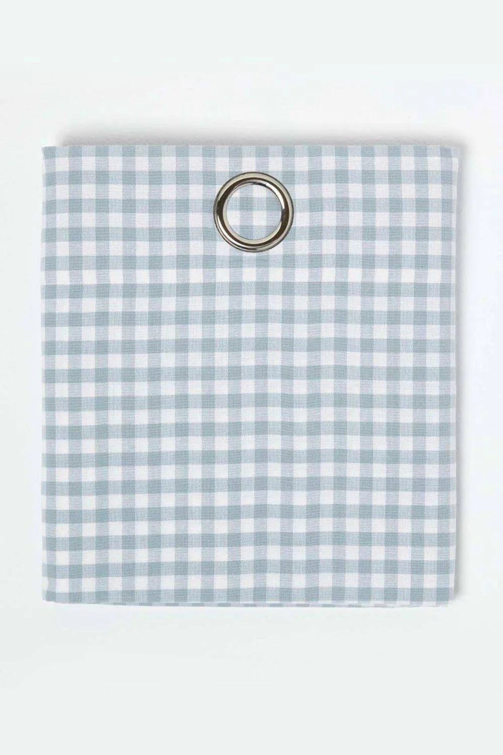 Homescapes Cotton Gingham Eyelet Curtain Pair in Blue 3