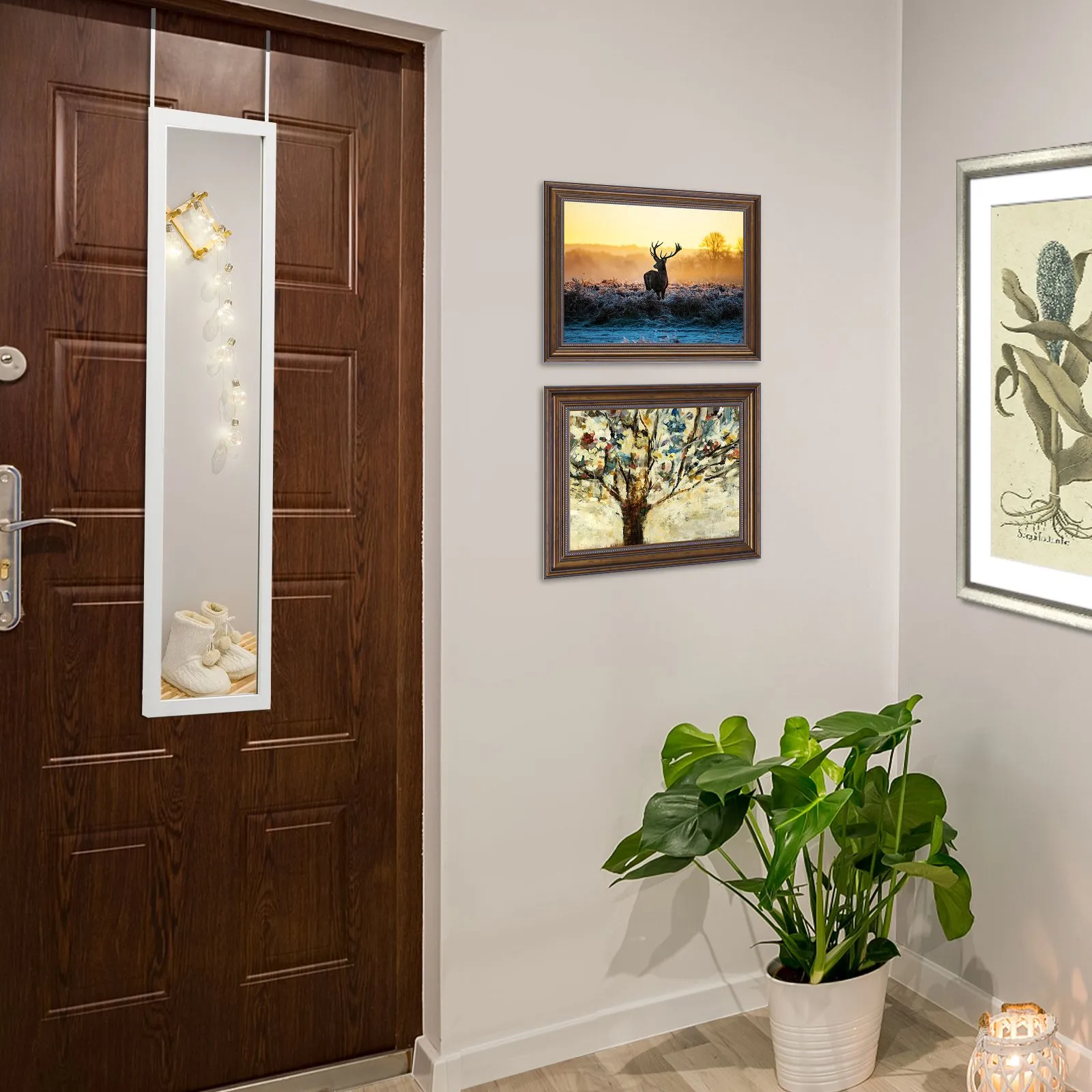 Costway Full Length Over the Door Mirror Bedroom Entryway Wall Hanging Full Body Mirror in White 6