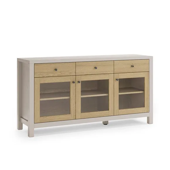 Olney Glazed Extra Wide Sideboard, Stone & Oak Effect 5