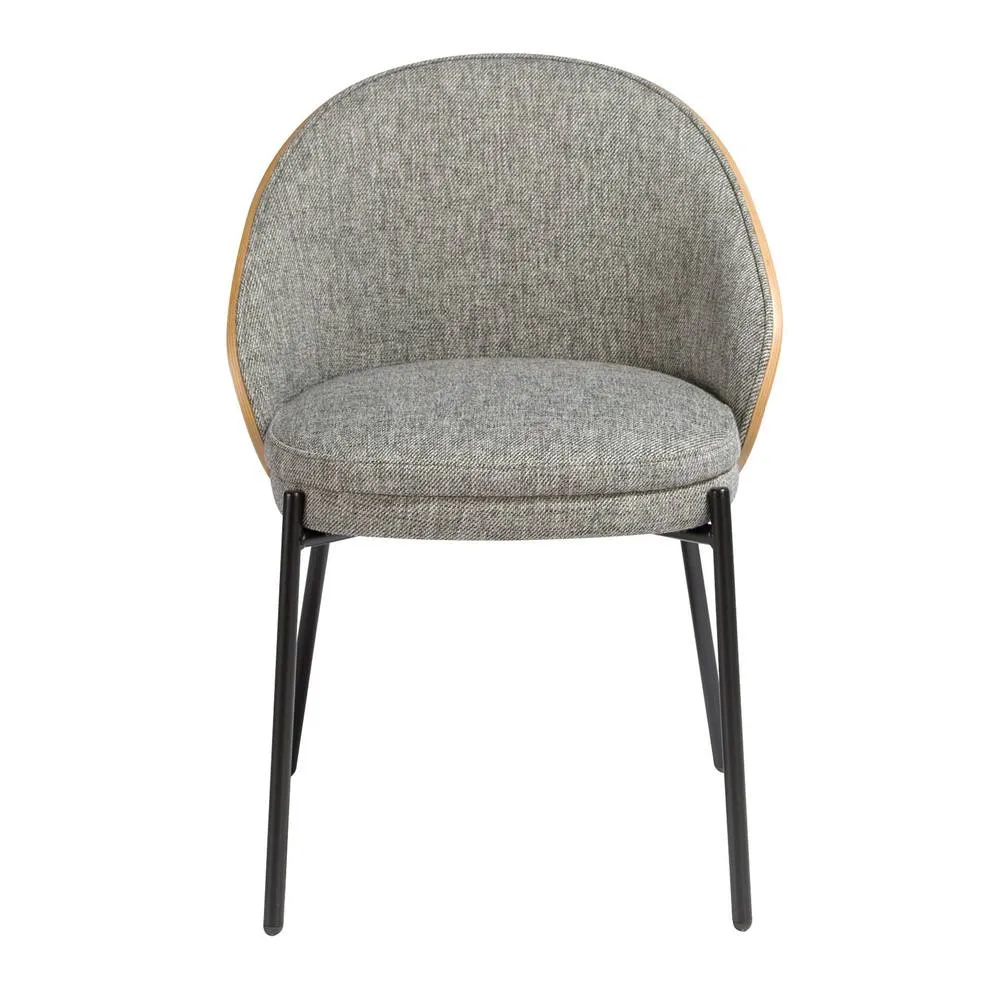 Angel Cerda Grey Fabric Dining Chair with Walnut Veneer & Black 2