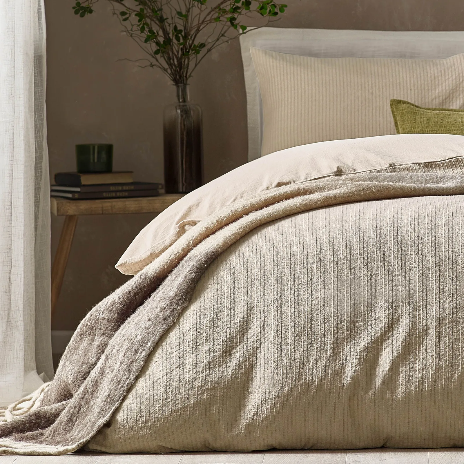 Yard Malton Stripe 100% Cotton Duvet Cover Set in Natural 3