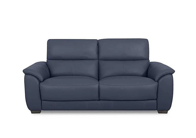 Saffron Large Leather 3 Seater Sofa - BV Ocean Blue
