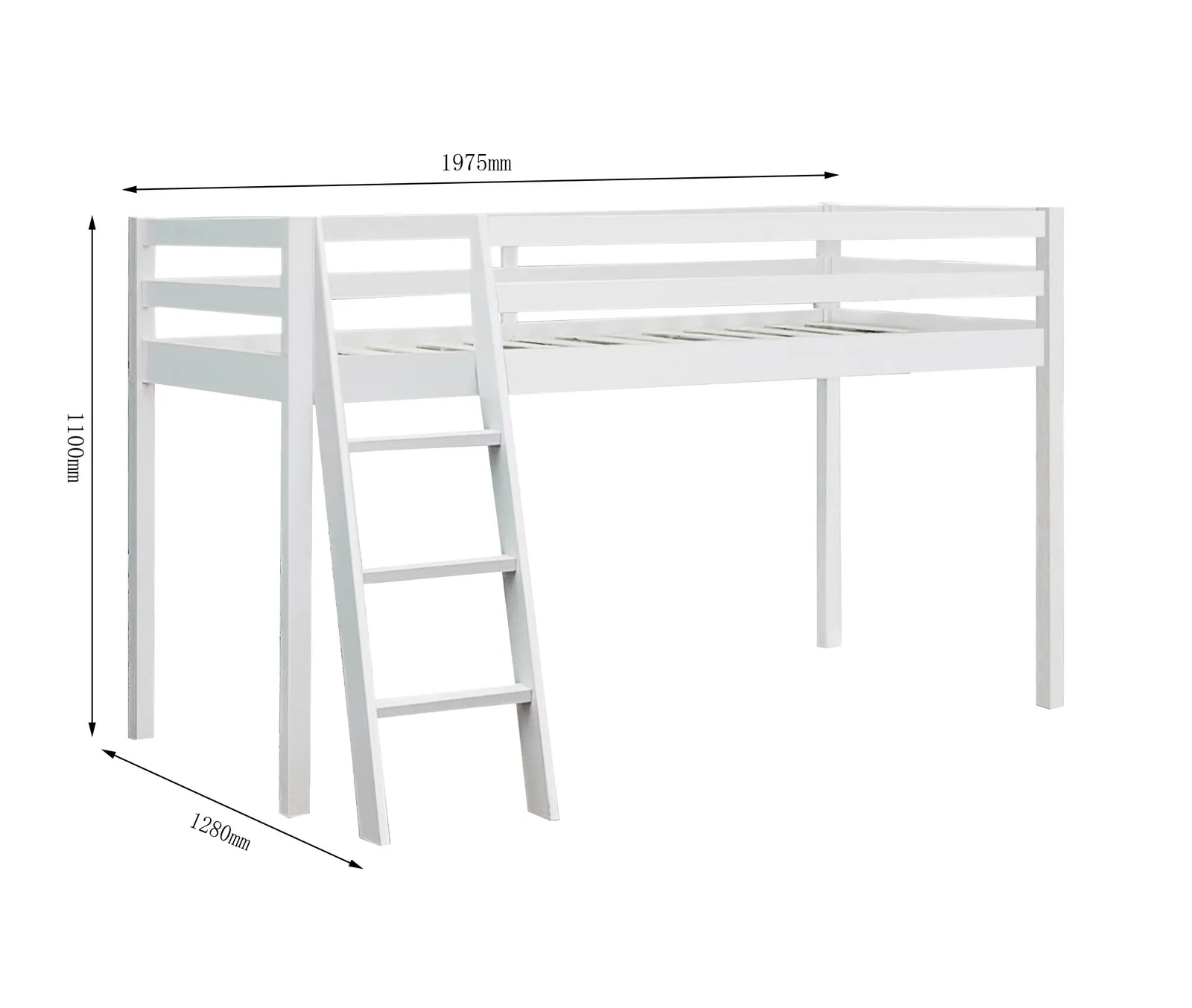 Comfy Living Ltd 3ft Wooden Mid Sleeper Various Colours in White 3