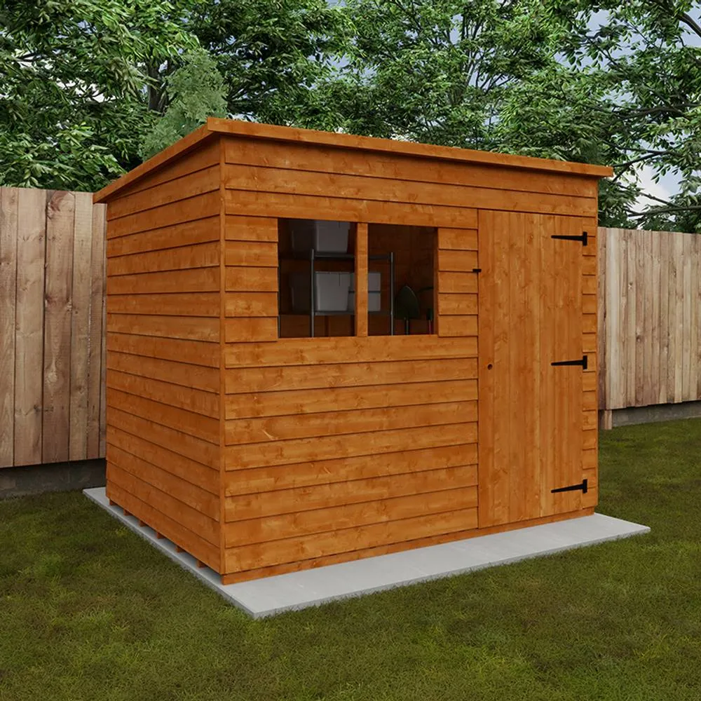 Buttercup Farm 8 x 6 Feet Budget Pent 9mm Shed - Solid Wood/Softwood/Pine in Burnt Orange 4