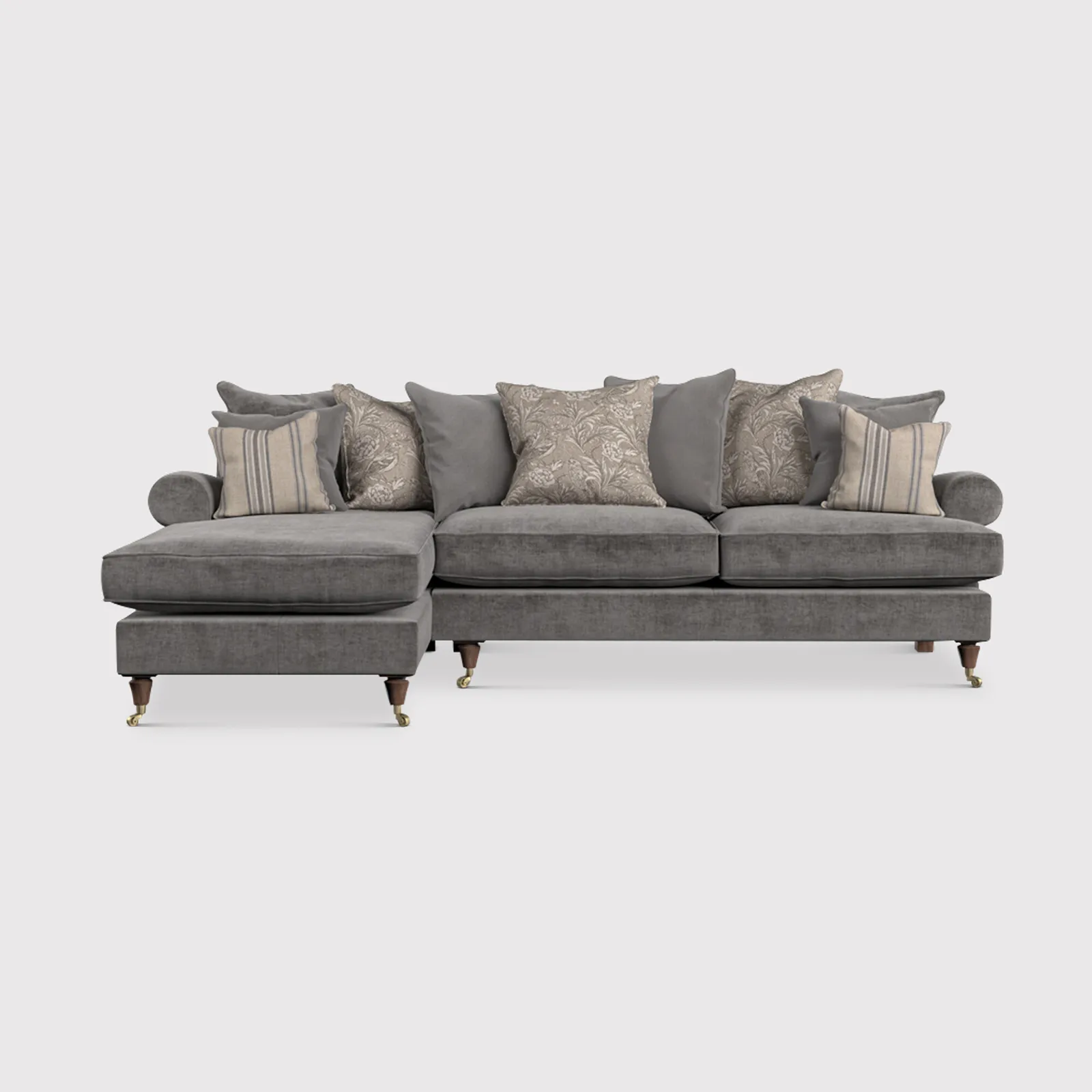 English Heritage Finch Large Lhf Chaise Pillow Back, Grey Fabric | Barker & Stonehouse 1