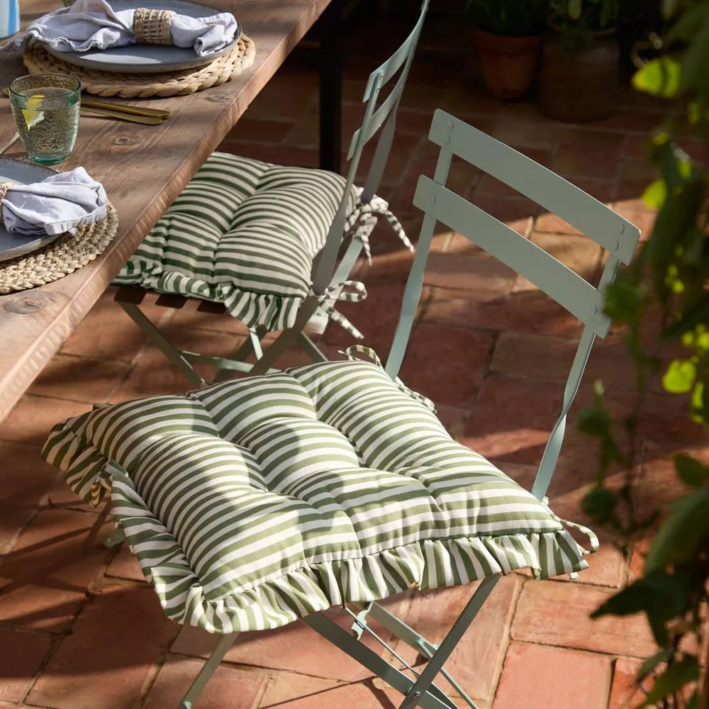 Wylder Millie Ruffle 2 Pack Indoor/Outdoor Seat Pads in Green