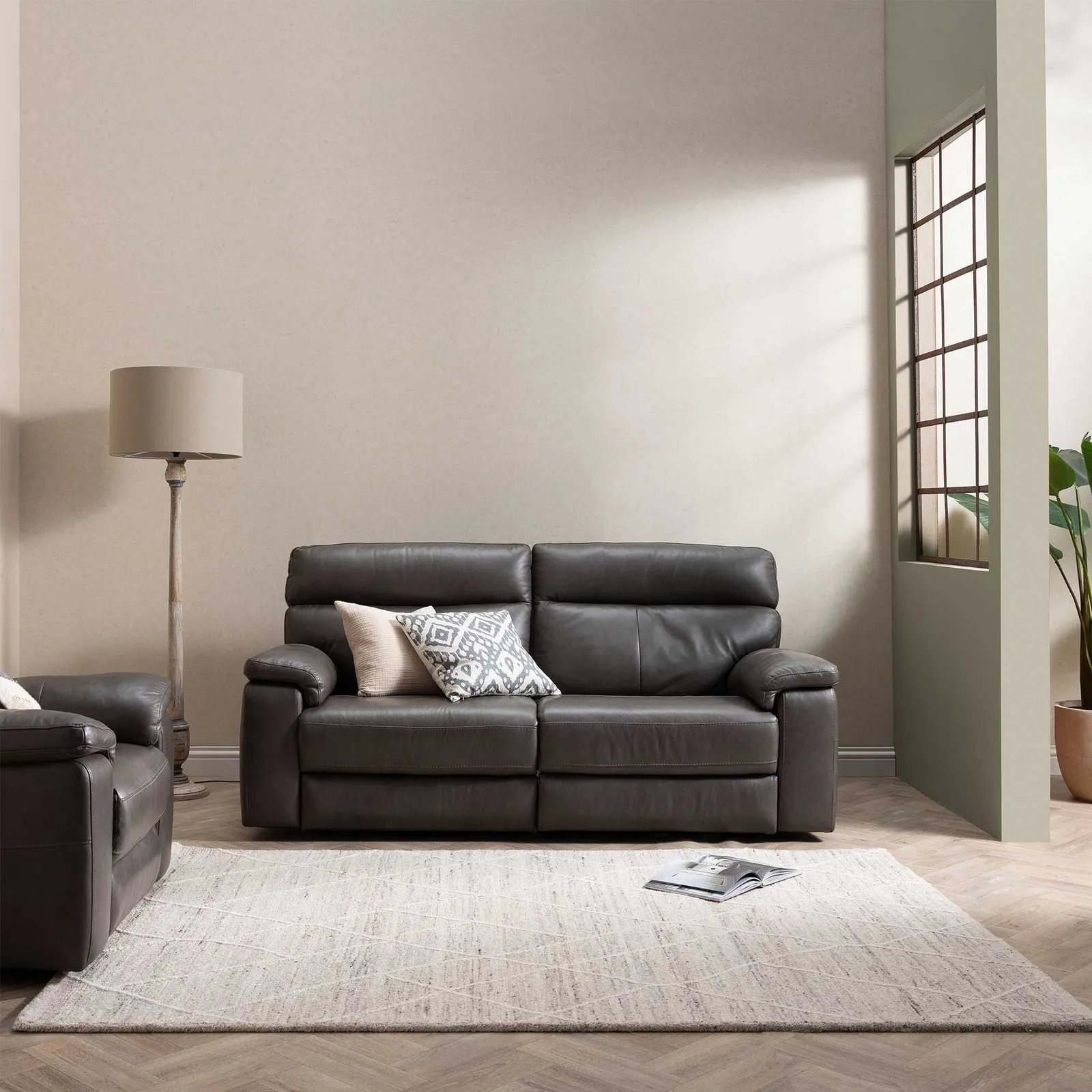 Clark 3 Seater With Power Motion Recliner Recliner Sofa, Grey | Barker & Stonehouse 2