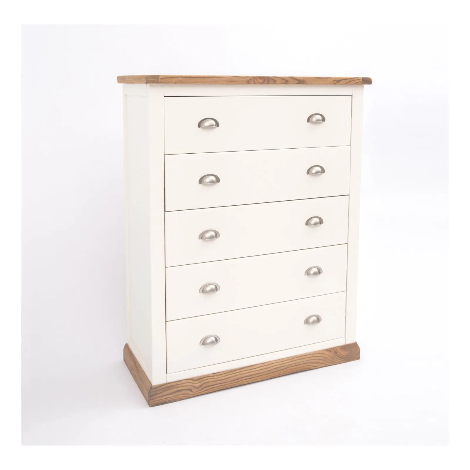 Cabinet Bits Tropea 5 Drawer Chest of Drawers Chrome Cup Handle in Off-White 3