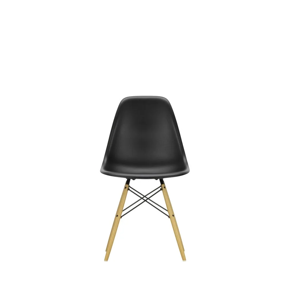 Vitra Eames DSW Side Chair New Height Deep Black Golden Maple Base 3