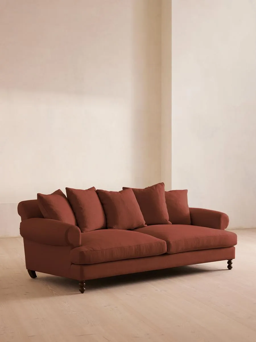 Audrey Three Seater Sofa, Linen, Sienna