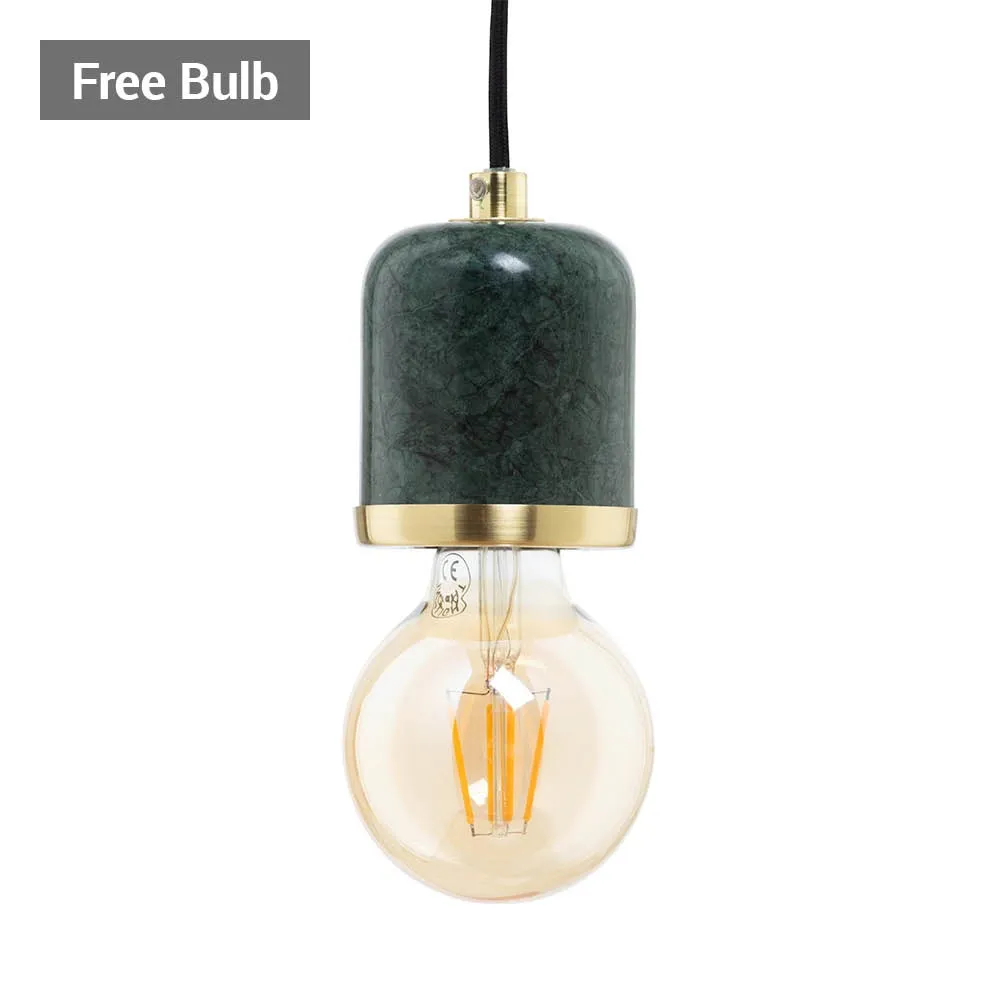 Romano Marble E27 Cable Set with 95mm Bulb, Green