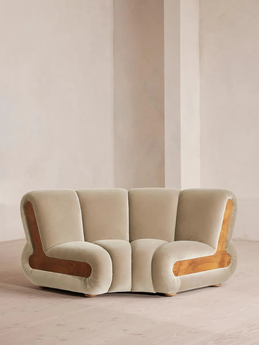Noelle Modular Curved Armchair, Velvet, Oyster