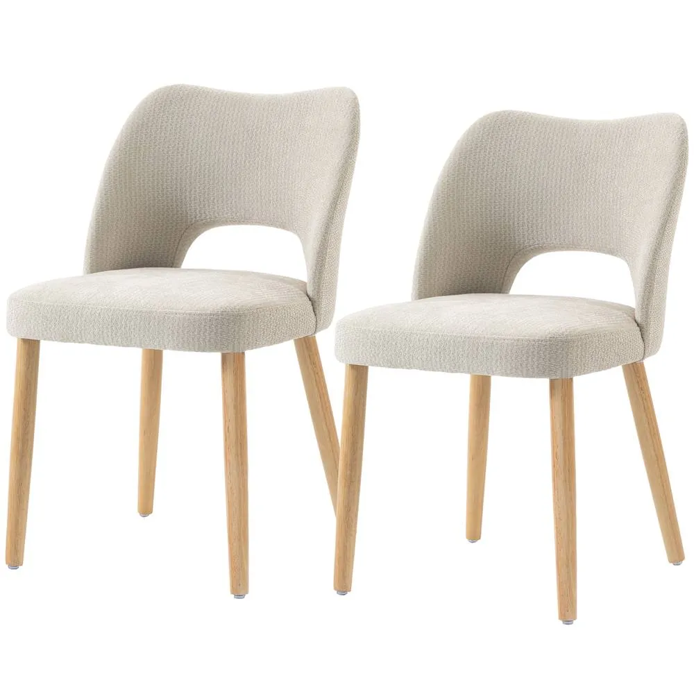HOMCOM Dining Chairs Set of 2 Curved Open Back in Beige