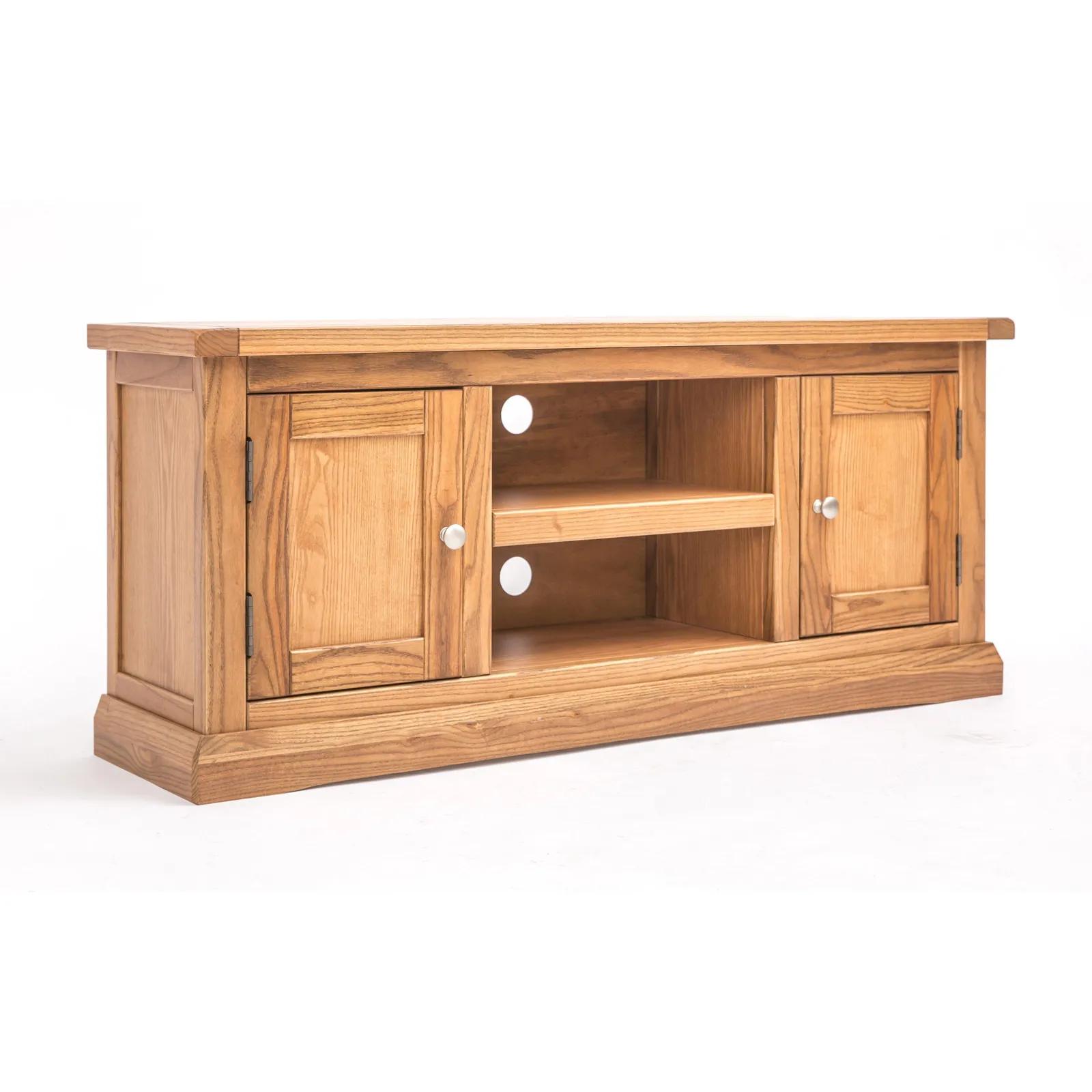 Cabinet Bits Salerno Light Wood 2 Door TV Cabinet Chrome Knob in Natural 2