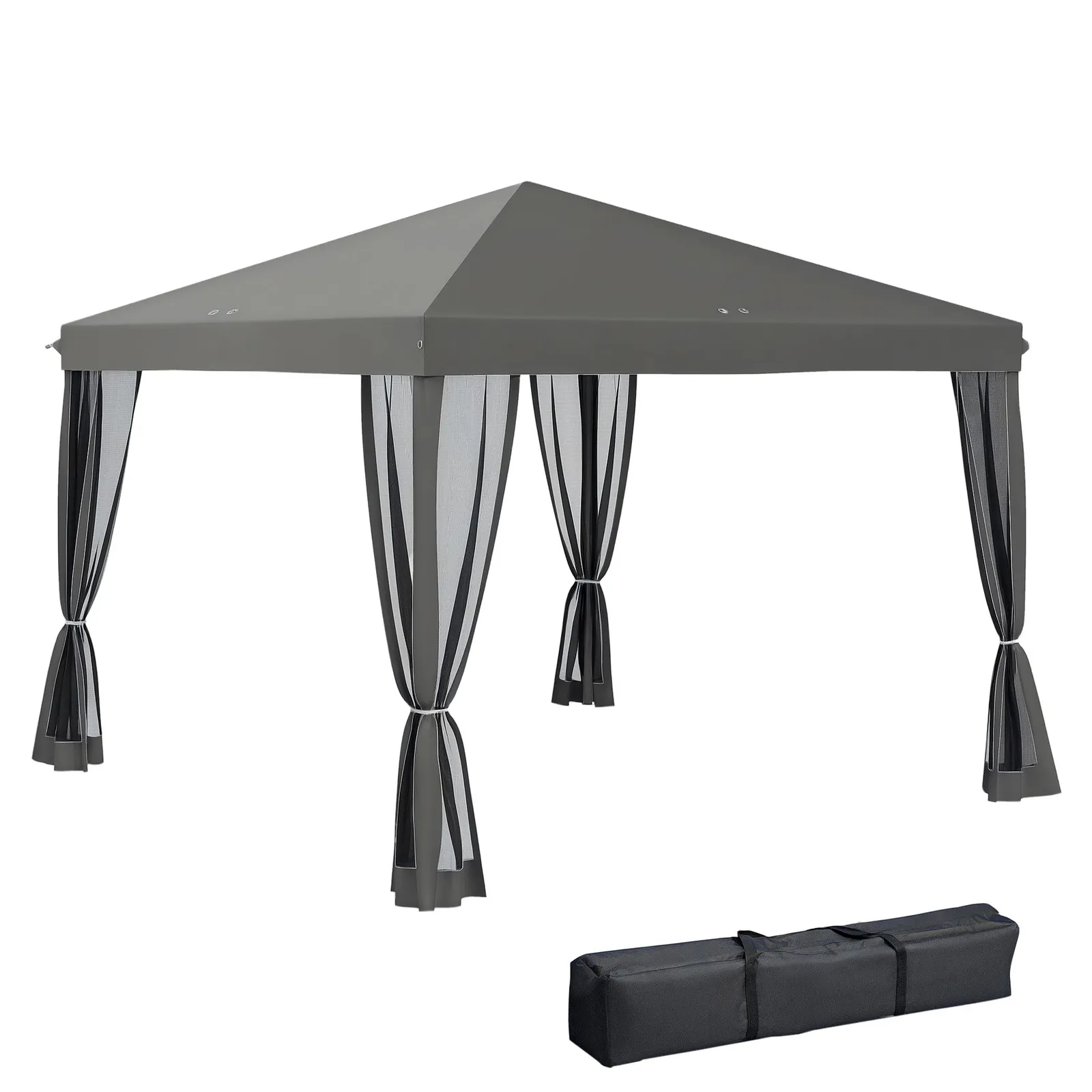 OUTSUNNY Heavy Duty Pop Up Gazebo with Removable Mesh Sidewall Grey in Light Grey 2