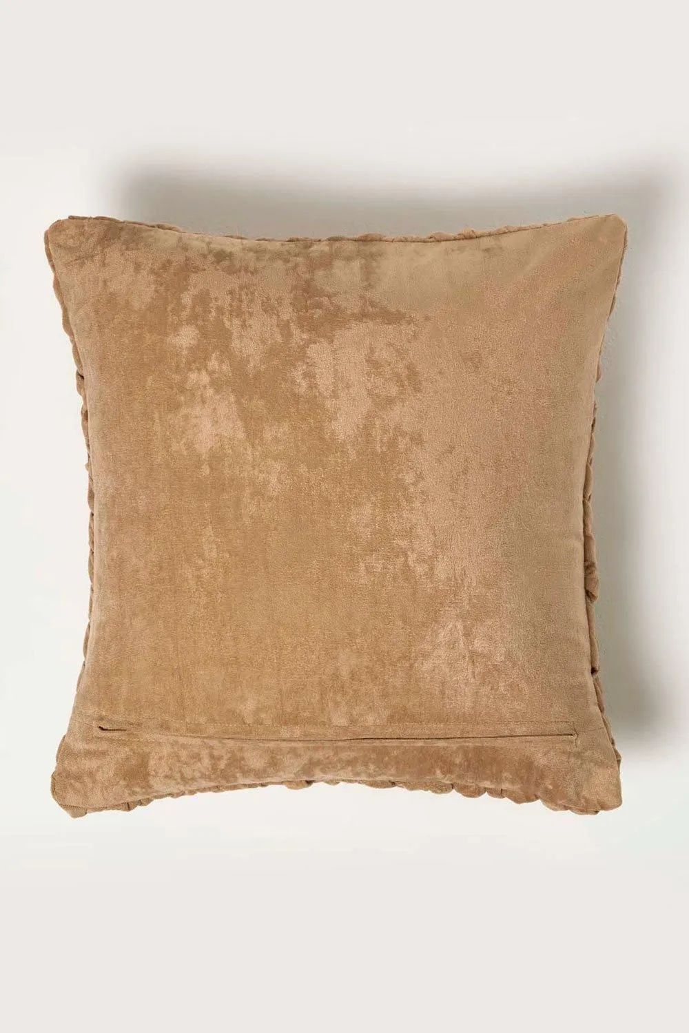 Homescapes Sofia Pleated Velvet Cushion in Taupe 3