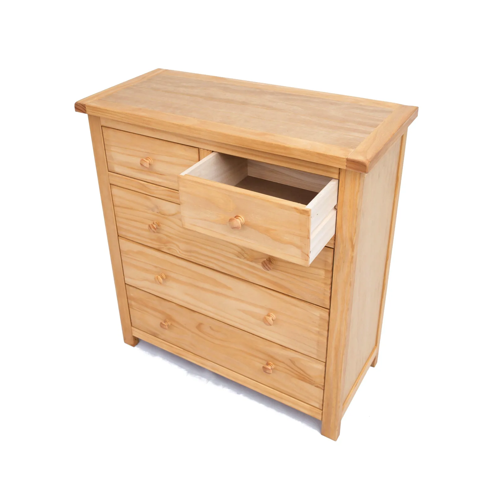 Cabinet Bits Lugo 5 Drawer Chest of Drawers Wood Knob in Light Brown 4