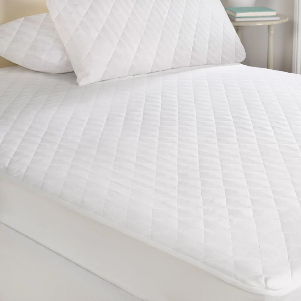 Feels Like Down Mattress Protector Single with 1 Pillow Protector, White