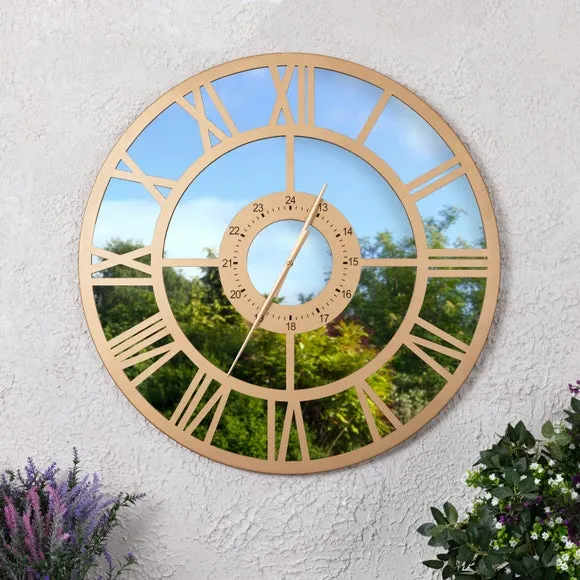 Charles Bentley Coniston Indoor Outdoor Mirrored Skeleton Wall Clock