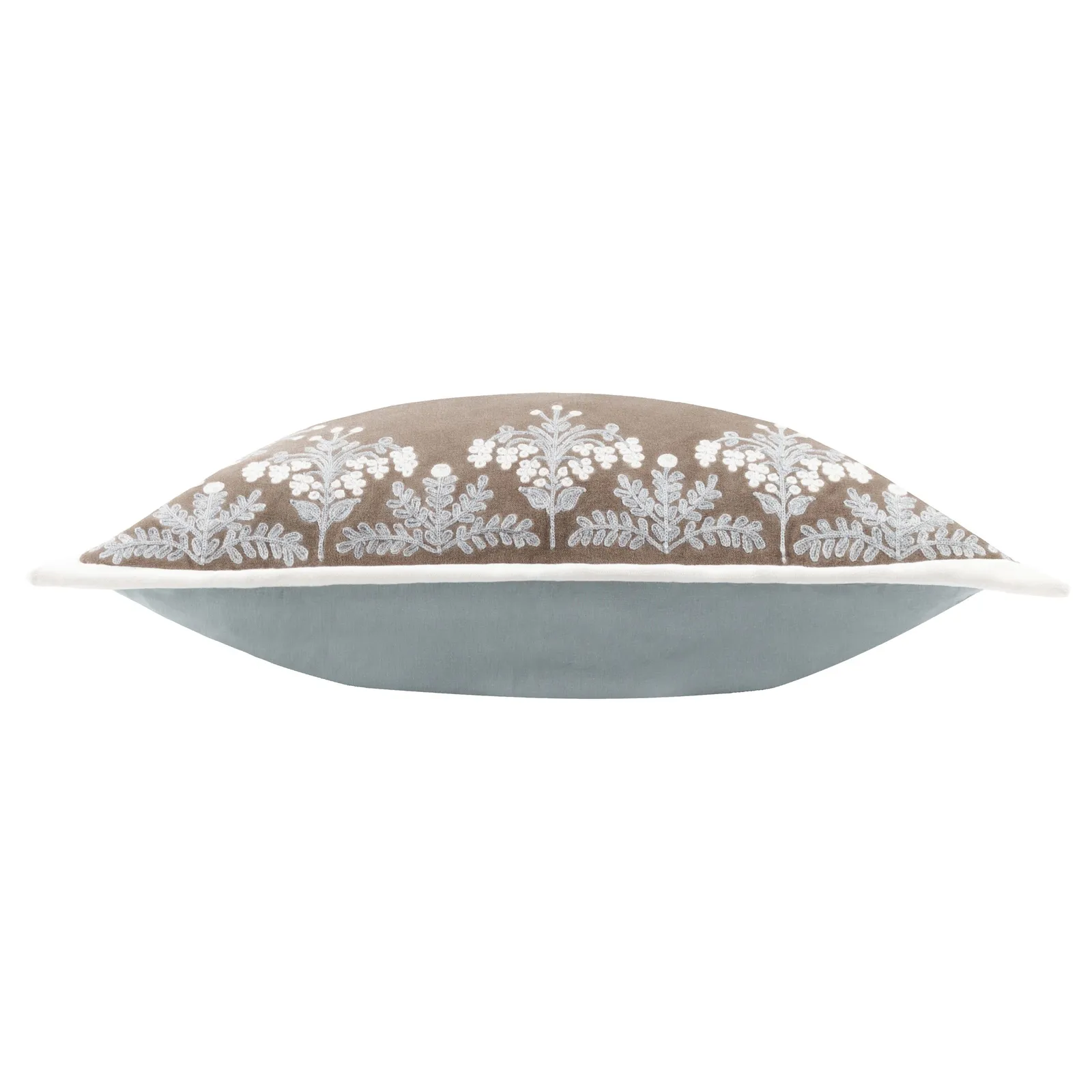 Paoletti Winter Bloom 100% Cotton Embroidered Cushion in Taupe 4