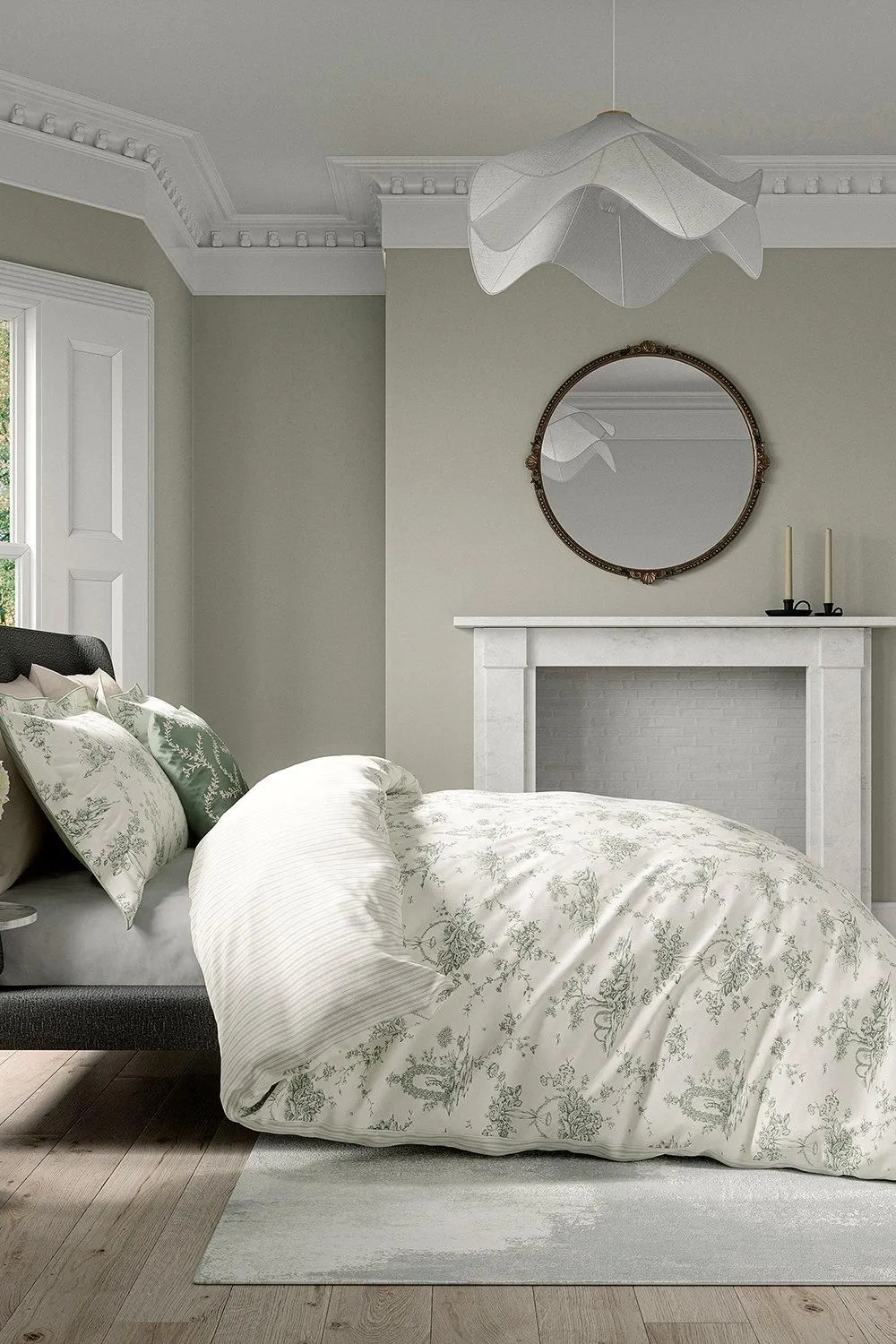 V & A 'Garden Of Love' Cotton Duvet Cover Set in Green