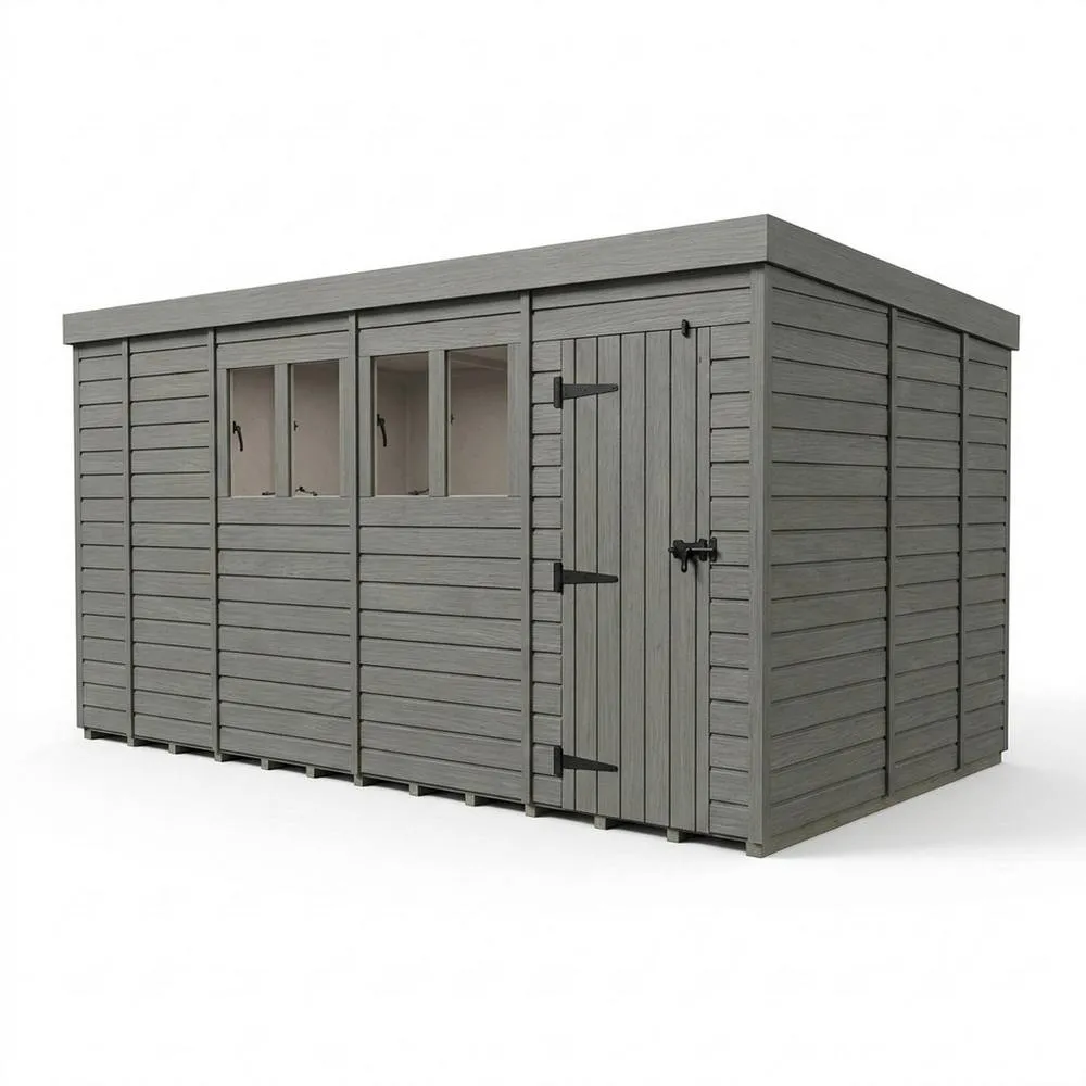 Buttercup Farm 17ft x 9ft Composite Pent Garden Shed Single Door With Windows in Grey