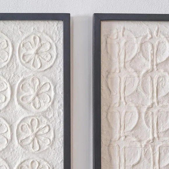 Set of 2 Circle Pattern Black Framed Canvases 4