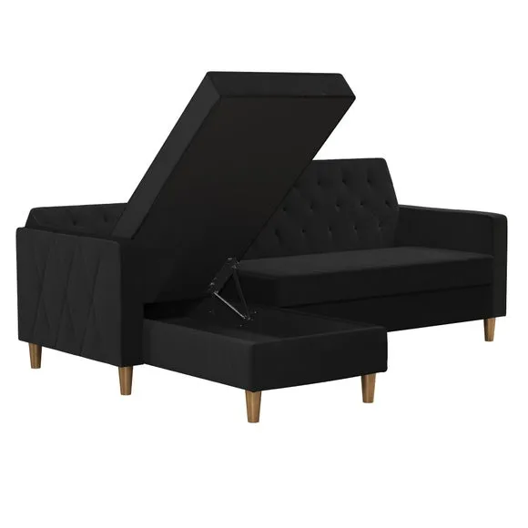 Cosmo Living Liberty Velvet Corner Chaise Double Sofa Bed 6