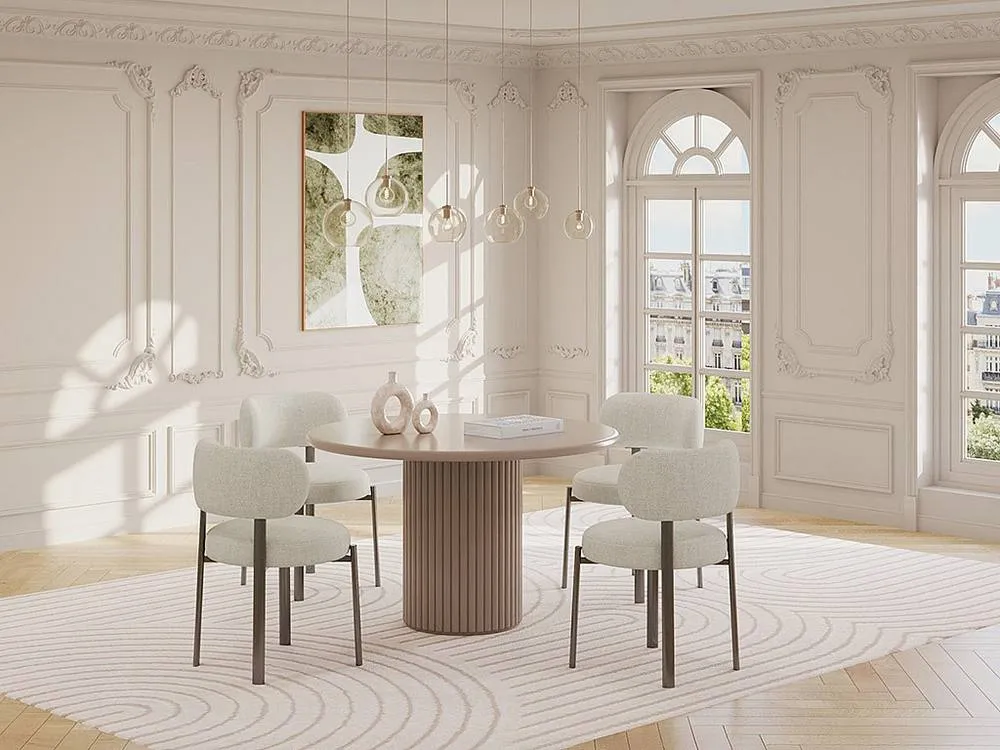 Vente-unique Round Dining Table for 4 Cm MDF - Brown - TAMARZO