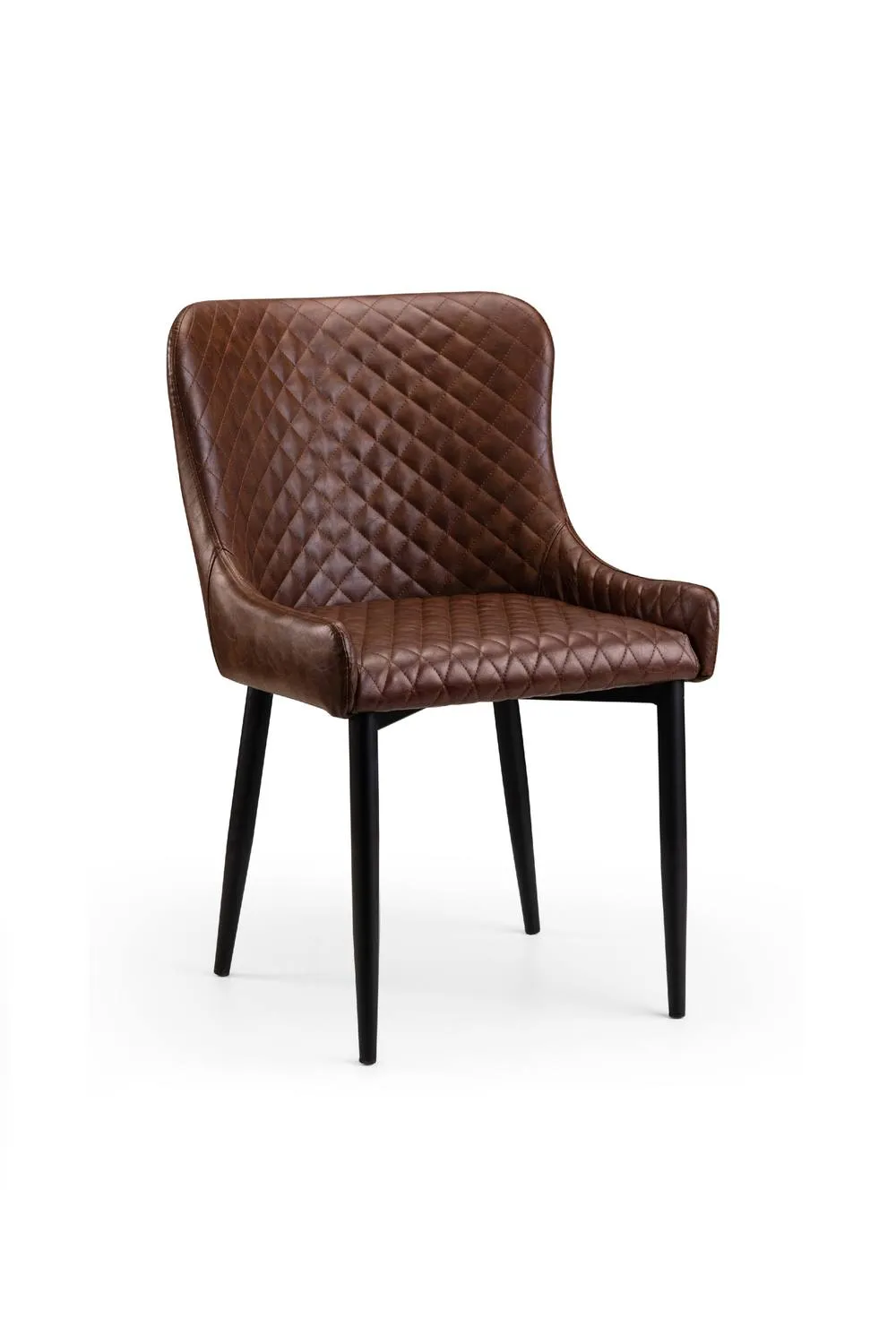 Julian Bowen Luxe Diamond Quilted Upholstered Dining Chair (Set of 2) in Brown 5