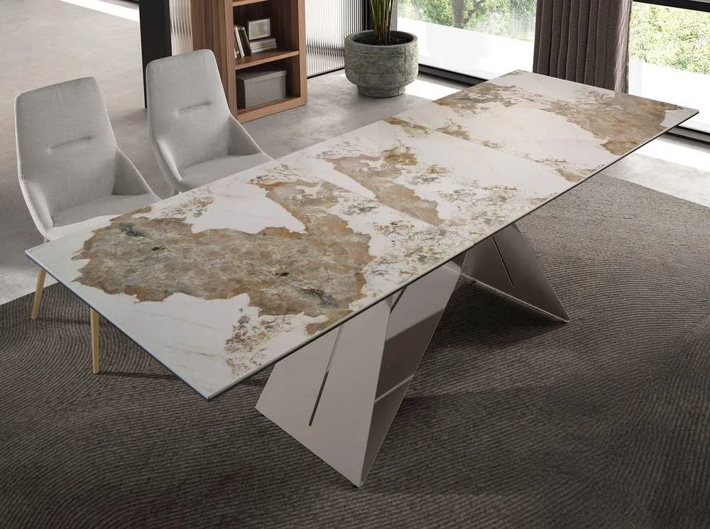 Angel Cerda Model Rectangular Extendable Dining Table - Porcelain in White 4